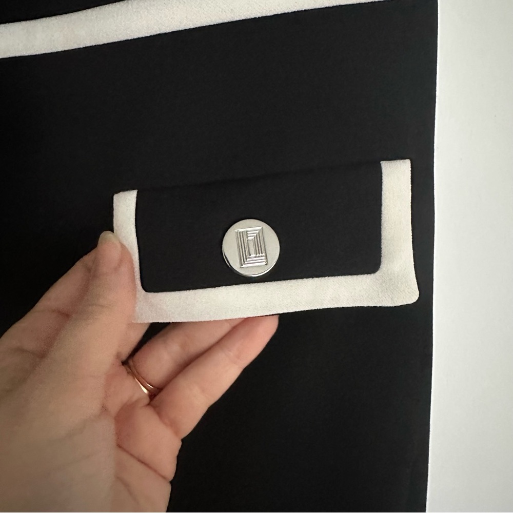 Karl Lagerfeld Black and White Contrast Trim Dress - Picture 7 of 8